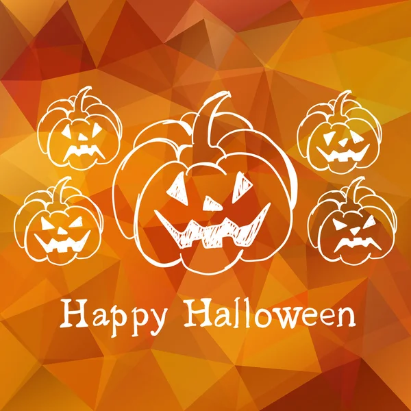 Feliz tarjeta de Halloween con calabazas — Vector de stock