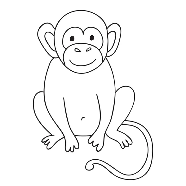 ベクトル変な猿、子供幸せな猿のぬりえイラスト. — ストックベクタ