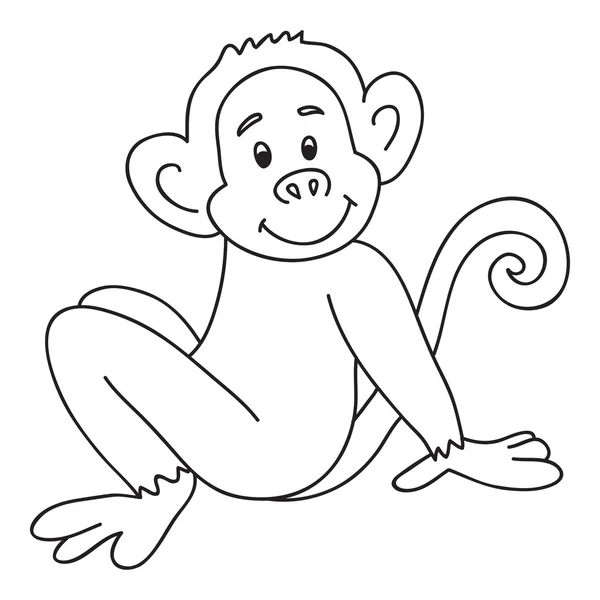 Singe drôle vectoriel, illustration coloriage du singe heureux pour les enfants . — Image vectorielle