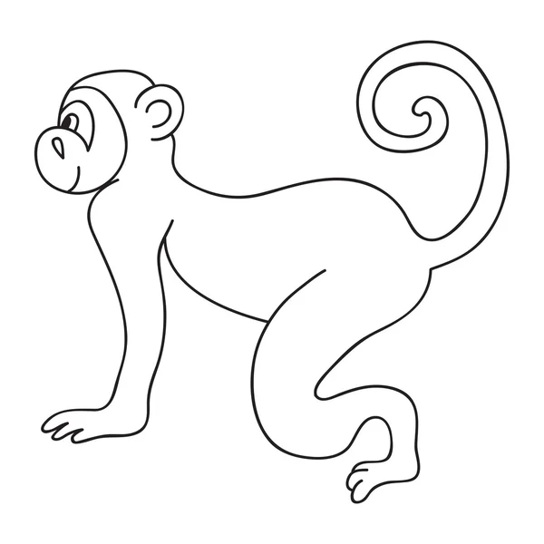 Vector funny monkey, illustration coloring page of happy monkey for children. — Stock Vector