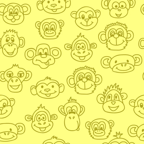 Seamless pattern with cute faces of monkeys. Kids background. — Stock Vector