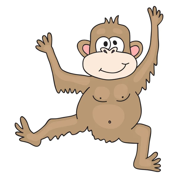 Забавная обезьянка. Мультфильм и векторная обособленность — стоковый вектор