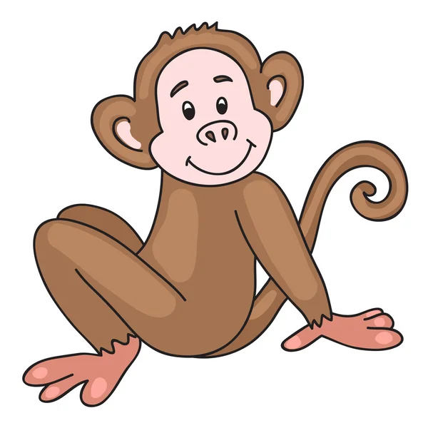 Funny monkey. Cartoon and vector isolated character — Stock Vector