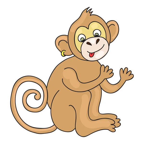 Funny monkey. Cartoon and vector isolated character — Stock Vector