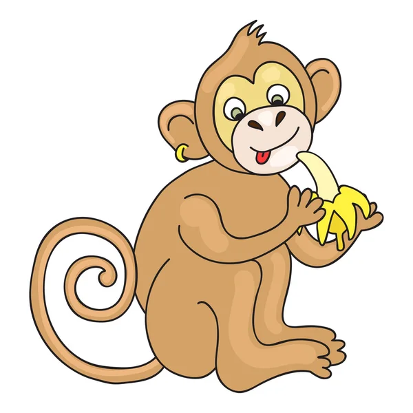 Funny monkey. Cartoon and vector isolated character — Stock Vector