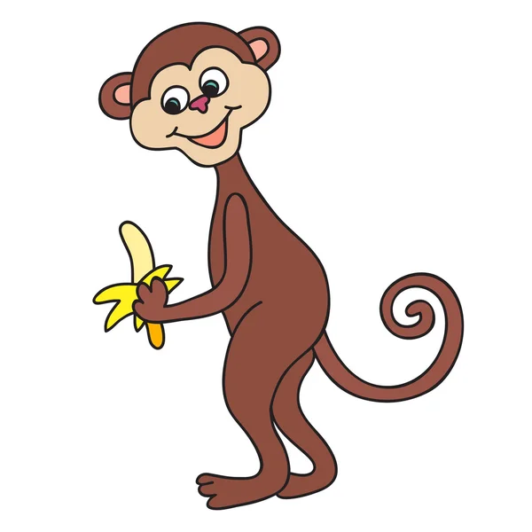 Drôle de singe. Dessin animé et personnage isolé vectoriel — Image vectorielle