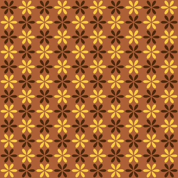 Seamless pattern. Fond brown and yellow colors. Endless texture can be used for printing onto fabric and paper or invitation. Simple flower shape. — Stock Vector