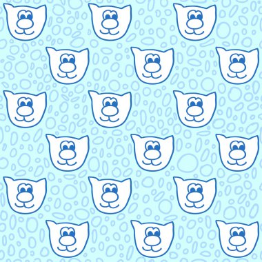 Kedi yüzü olan şirin seamless modeli. Komik vektör arka plan ile doodle çocuk tasarım.