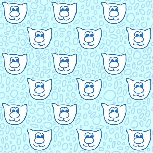 Mignon motif sans couture avec des visages de chat. Fond vectoriel drôle avec la conception des enfants doodle . — Image vectorielle