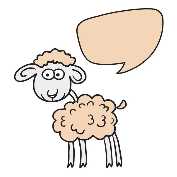 Sheep With Speech Bubble. Illustration card with hand drawn lamb and bubble speech. Beautiful vector design. — Stock Vector