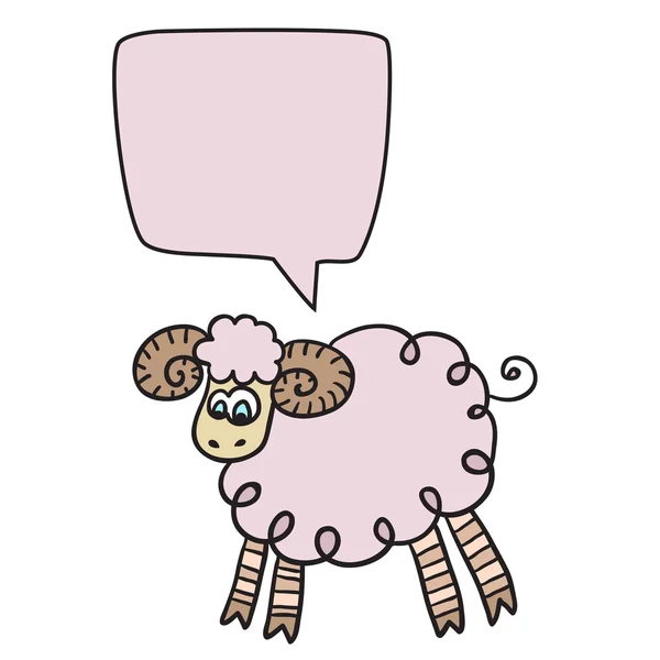 Schafe mit Sprechblase. Illustrationskarte mit handgezeichnetem Lamm und Blasensprache. schönes Vektordesign. — Stockvektor