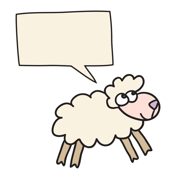 Schapen met tekstballon. Afbeelding kaart met hand getrokken lam- en bellendiagrammen toespraak. Prachtige vector ontwerp. — Stockvector