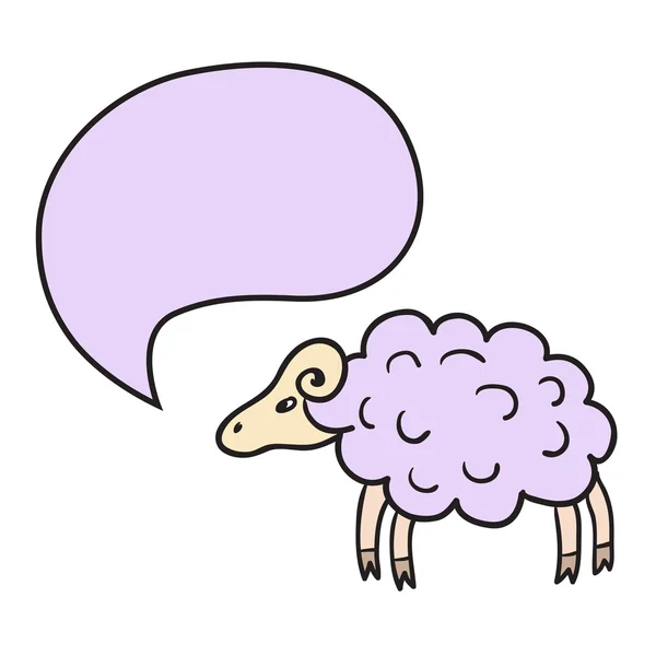 Sheep With Speech Bubble. Illustration card with hand drawn lamb and bubble speech. Beautiful vector design. — Stock Vector