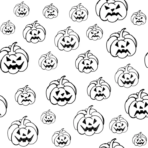 Fundo de Halloween com abóboras. Padrão vetorial. Textura infinita pode ser usada para impressão em tecido, papel ou sucata de reserva, papel de parede, preenchimento de padrões, fundo da página web, textura da superfície . — Vetor de Stock