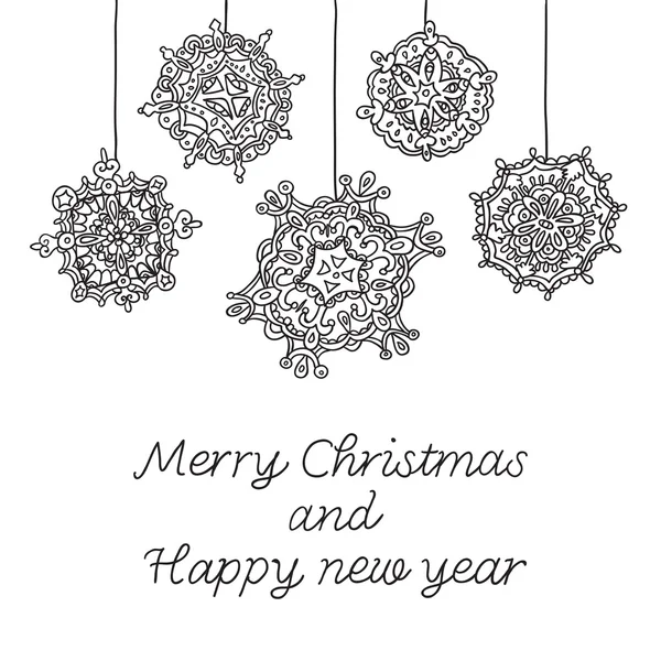 Happy New Year card with snowflakes. Vector illustration. — Stock Vector