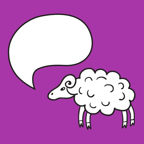 Schafe mit Sprechblase. Illustrationskarte mit handgezeichnetem Lamm und Blasensprache. schönes Vektordesign. — Stockvektor