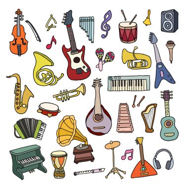 Set of Music Instruments. Beautiful vector design