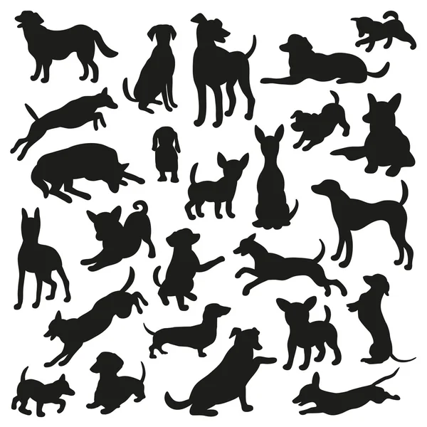 Köpek siluet kümesi. 25 vektör siluet topluluğu. Güzel vektör tasarımı.