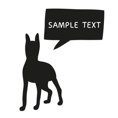 Sevimli köpek siluet konuşma balonu ile. Güzel vektör tasarımı.