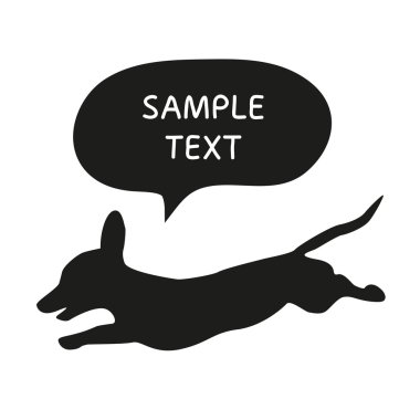 Sevimli köpek siluet konuşma balonu ile. Güzel vektör tasarımı.