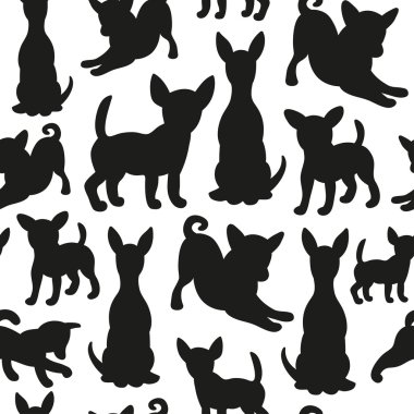 Köpek siluetleri ile Seamless modeli. Tasarımınız için vektör arka plan.