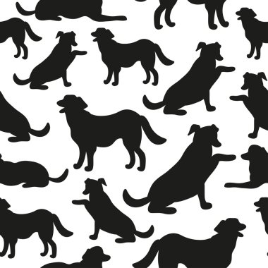 Köpek siluetleri ile Seamless modeli. Tasarımınız için vektör arka plan.