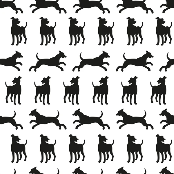 Бесшовный рисунок с собачьими силуэтами. Векторный фон для Вашего дизайна . — стоковый вектор