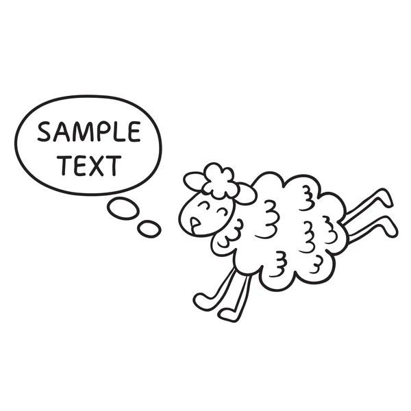 Sheep With Speech Bubble. Illustration card with hand drawn lamb and bubble speech. You can put your own text on speech bubble or sign board. — Stock Vector