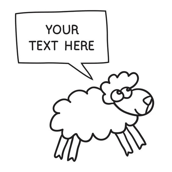 Sheep With Speech Bubble. Illustration card with hand drawn lamb and bubble speech. You can put your own text on speech bubble or sign board. — Stock Vector