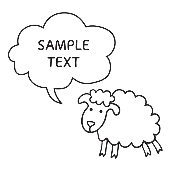 Sheep With Speech Bubble. Illustration card with hand drawn lamb and bubble speech. You can put your own text on speech bubble or sign board. — Stock Vector
