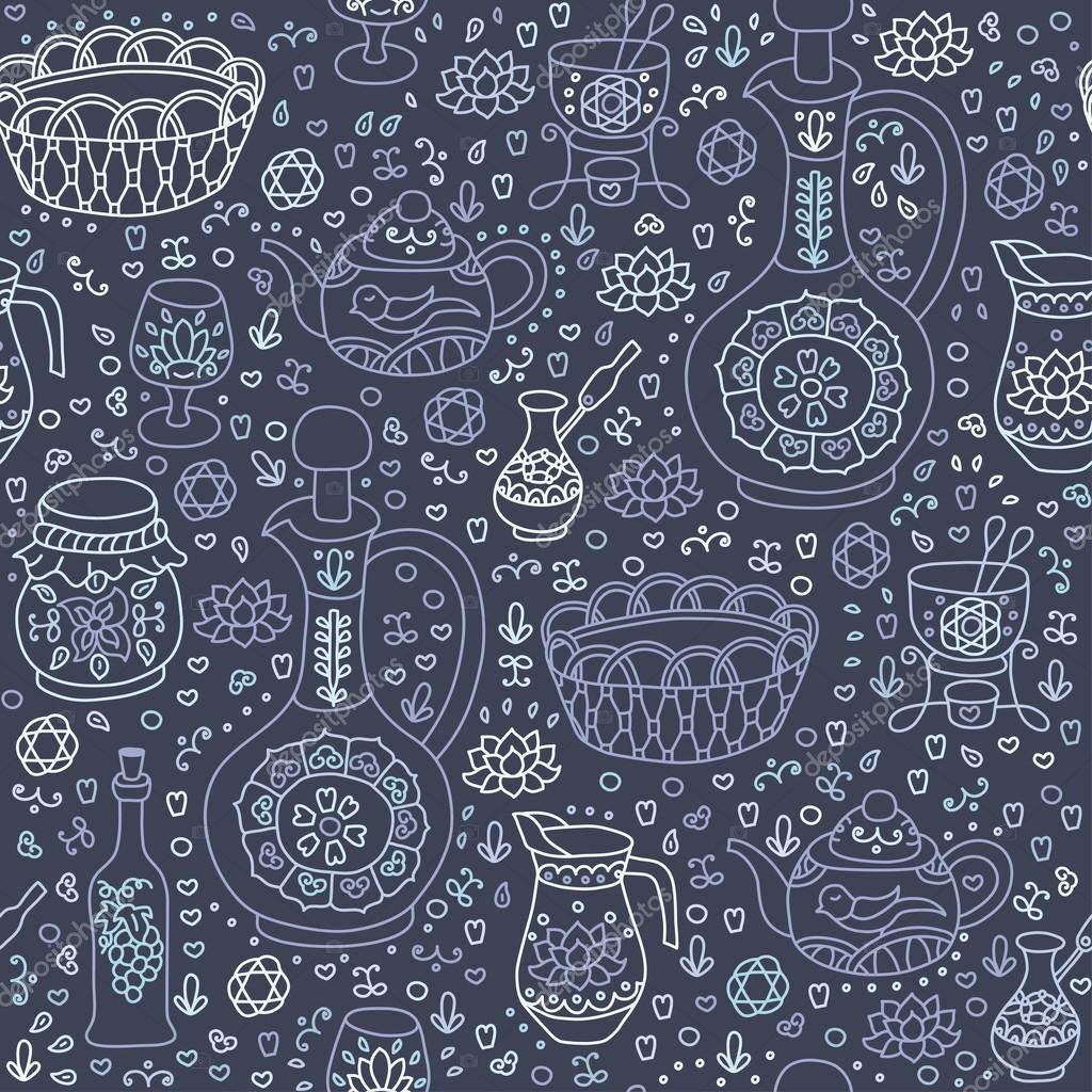 Set Of Kitchen Utensil Vector Seamless Background Seamless