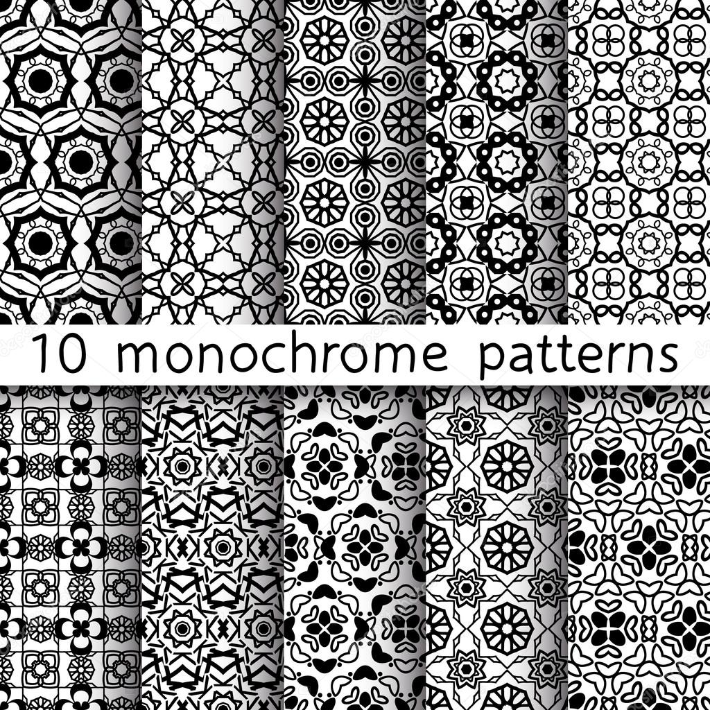 10 monochrome vintage patterns for universal background