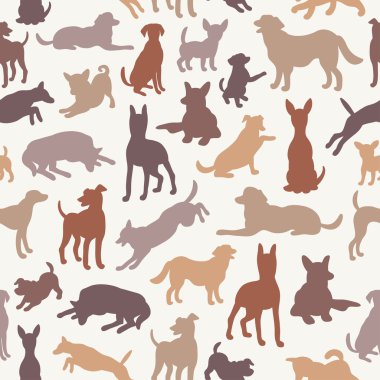 Köpek siluetleri ile Seamless Modeli.