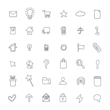 elle çizilmiş simgeler koleksiyonu. 