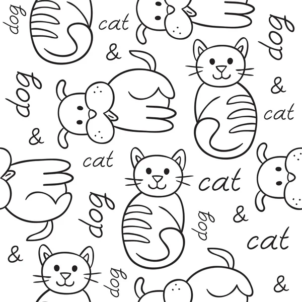 Seamless pattern with cat and dog (puppy and kitten). — Stock Vector