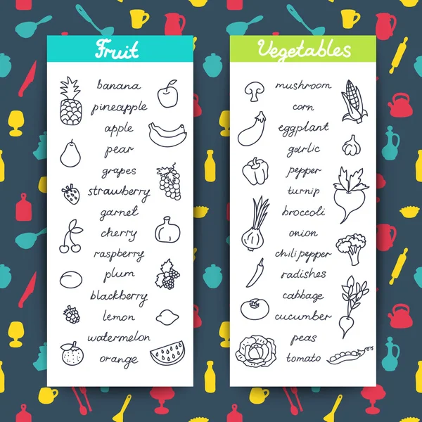 Bannières pour fruits et légumes . — Image vectorielle
