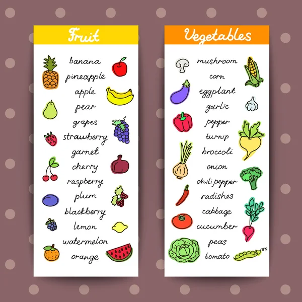 Banderas de frutas y verduras Ilustraciones De Stock Sin Royalties Gratis