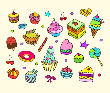 pasta ve tatlılar ayarlamak vektör. 