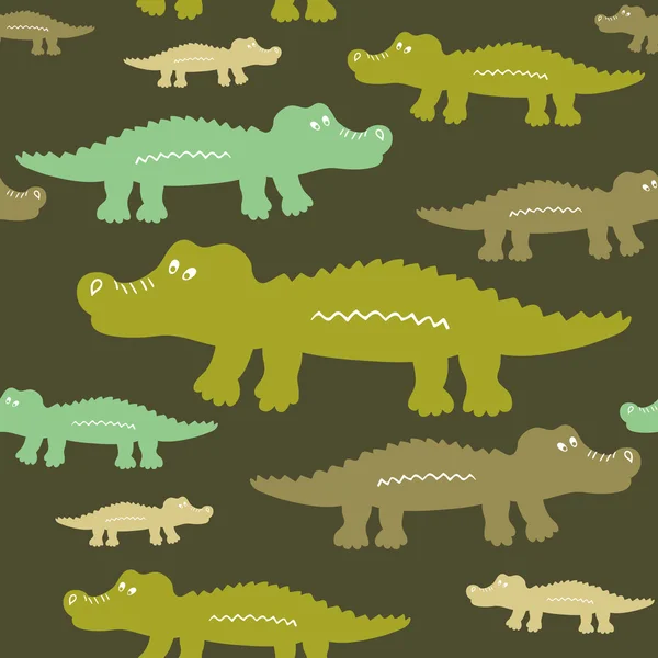 Dessin animé crocodiles mignon motif vectoriel sans couture . — Image vectorielle