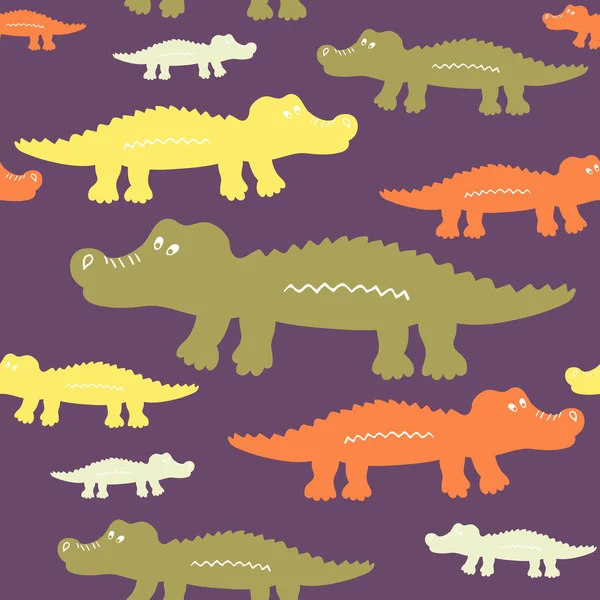 Dibujos animados cocodrilos lindo patrón de vector sin costura . — Vector de stock