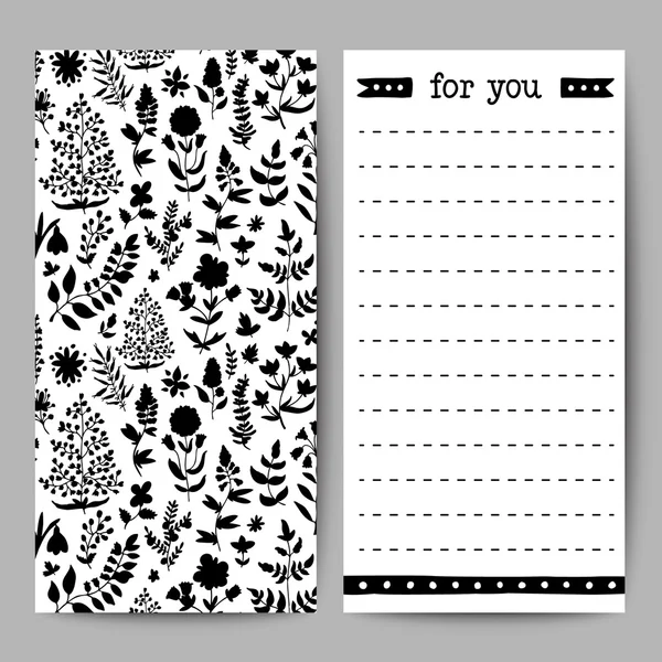 Vector card template with floral seamless pattern. — Stock Vector