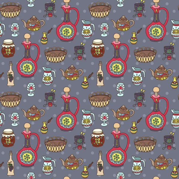 Seamless pattern with kitchen utensil in vintage style.