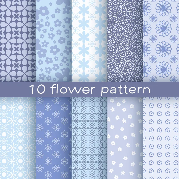 10 diferentes patrones sin costura vector de flores . — Vector de stock