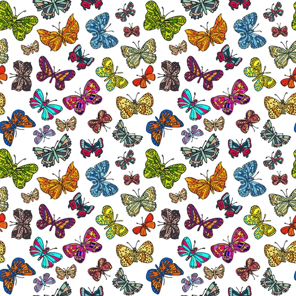 多色の蝶のベクトルシームレスパターン. — ストックベクタ