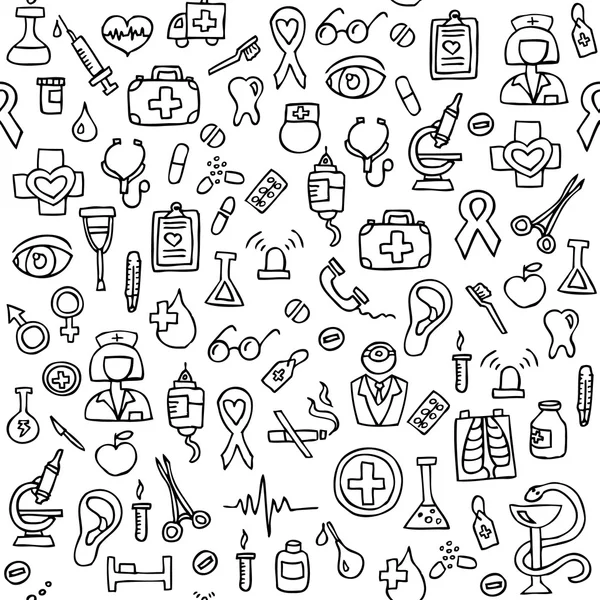 Hand drawn medical seamless pattern. — Stock Vector