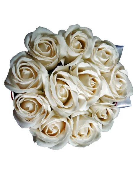 Bouquet Rose Bianche Isolate — Foto Stock