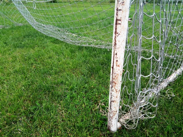 Fußballtor Auf Dem Feld — Stockfoto