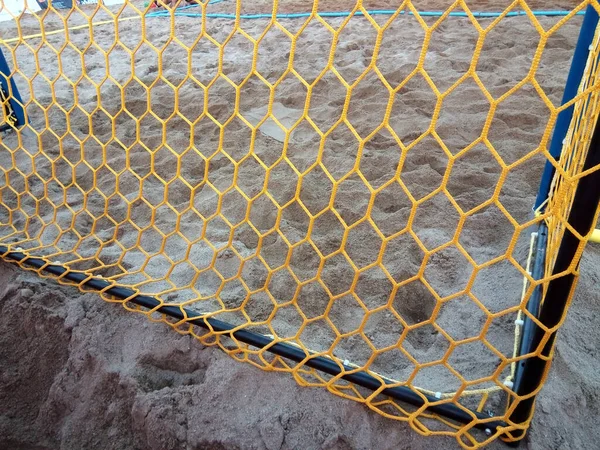 Campo Playa Balonmano Con Arena Una Puerta —  Fotos de Stock