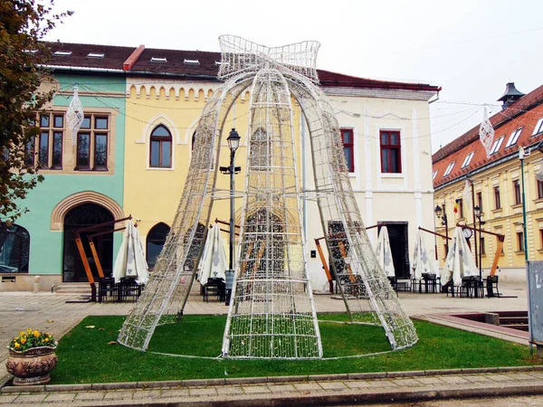 Vánoční Dekorace Městě Baia Mare — Stock fotografie