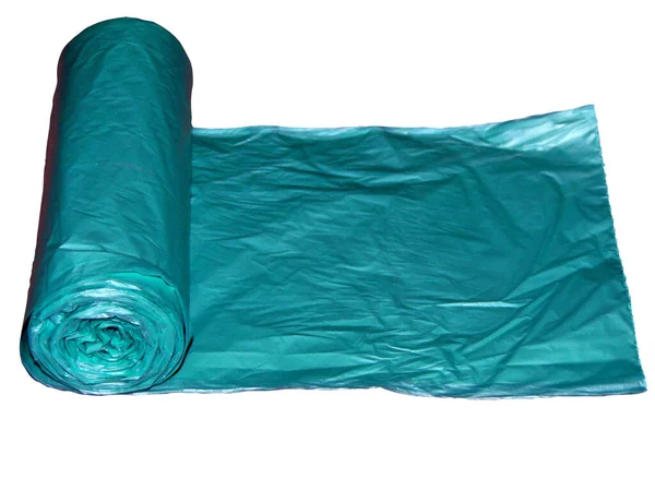 Sacos Lixo Azul Isolado Branco — Fotografia de Stock
